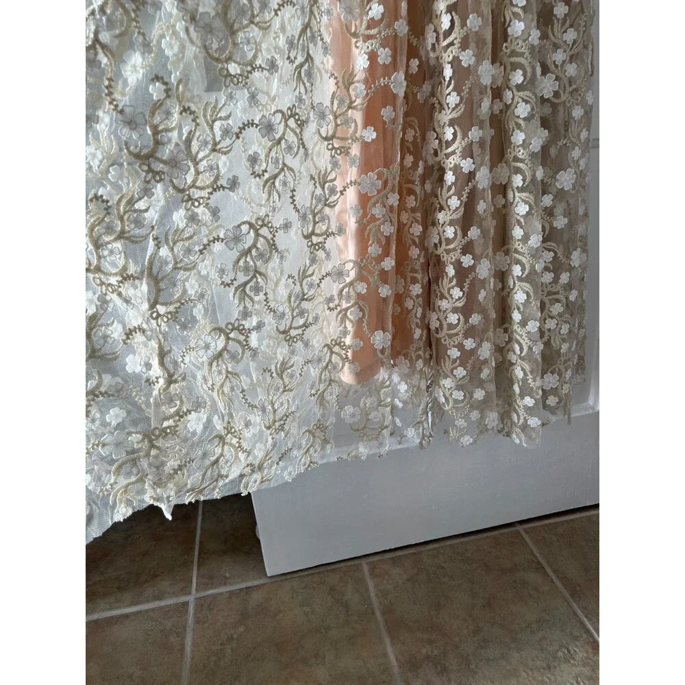 Altar'd State Dress Sz S Blush Tan Formal Floral Lace Overlay‎ V-Neck Long Maxi - Picture 9 of 16
